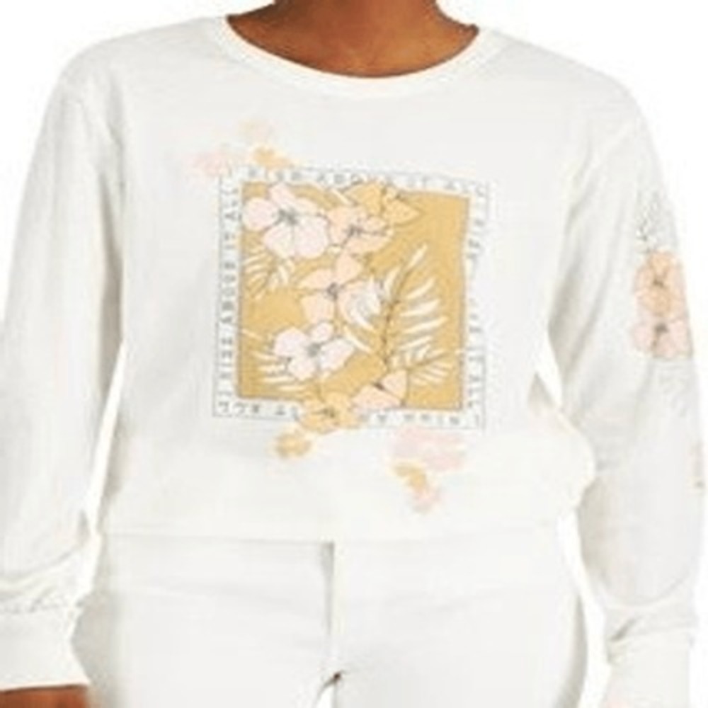 Love‎ Tribe Womens Rise Above Crewneck Floral Graphic T-Shirt Size XS